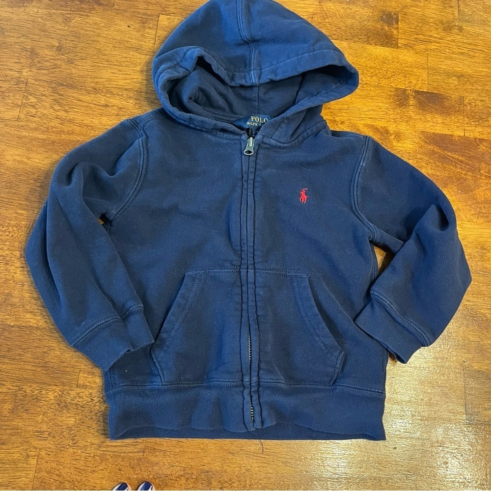 Polo by Ralph Lauren Kids Navy Blue Hoodie zip up sweatshirt jacket size 4